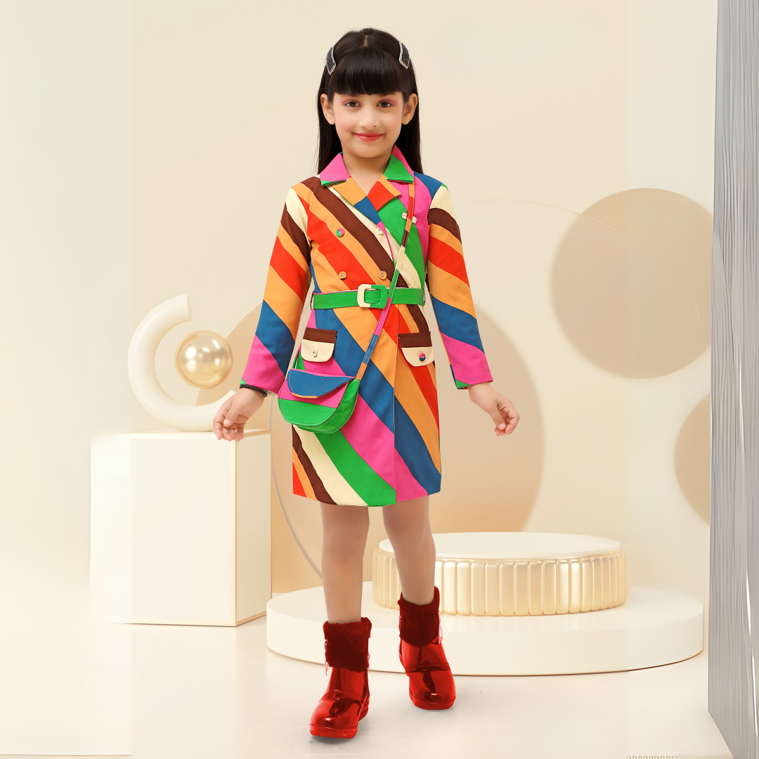 Lemonmint Floral Print Party Wear Middi /Dress With Purse (Green)