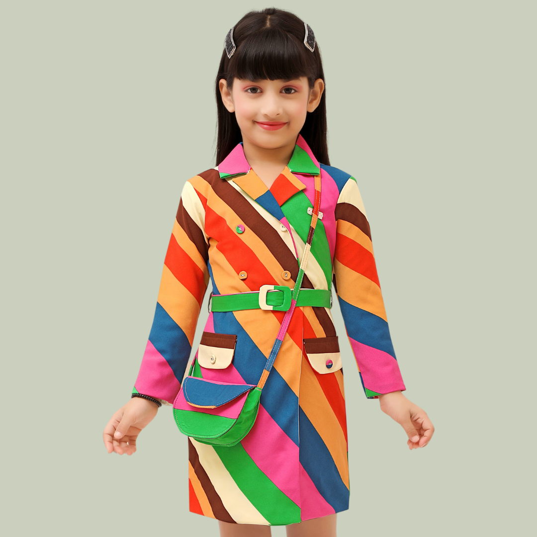 Lemonmint Floral Print Party Wear Middi /Dress With Purse (Green)