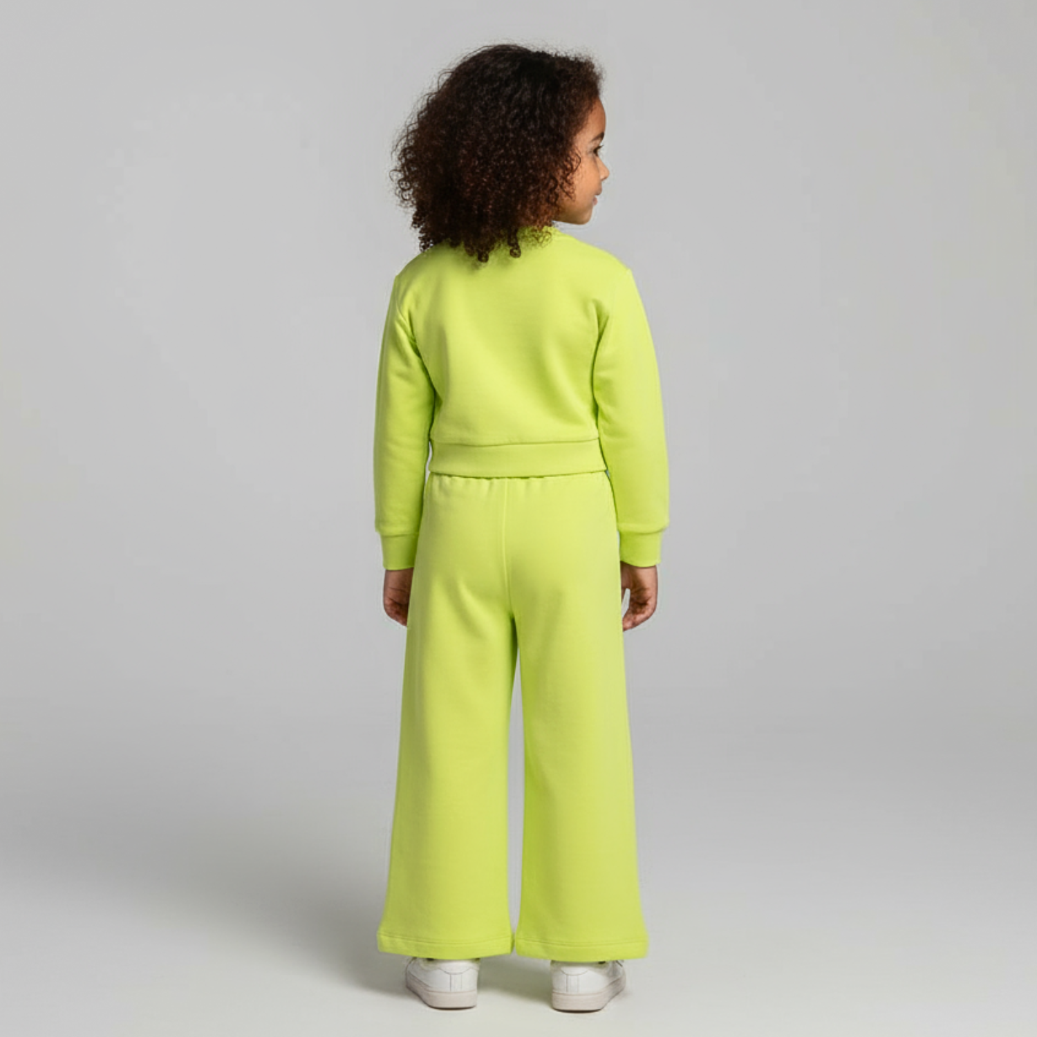 JUST CLOTHES Girls “Good Vibes” Tracksuit Set – Rani / Lime (1–4 Years)