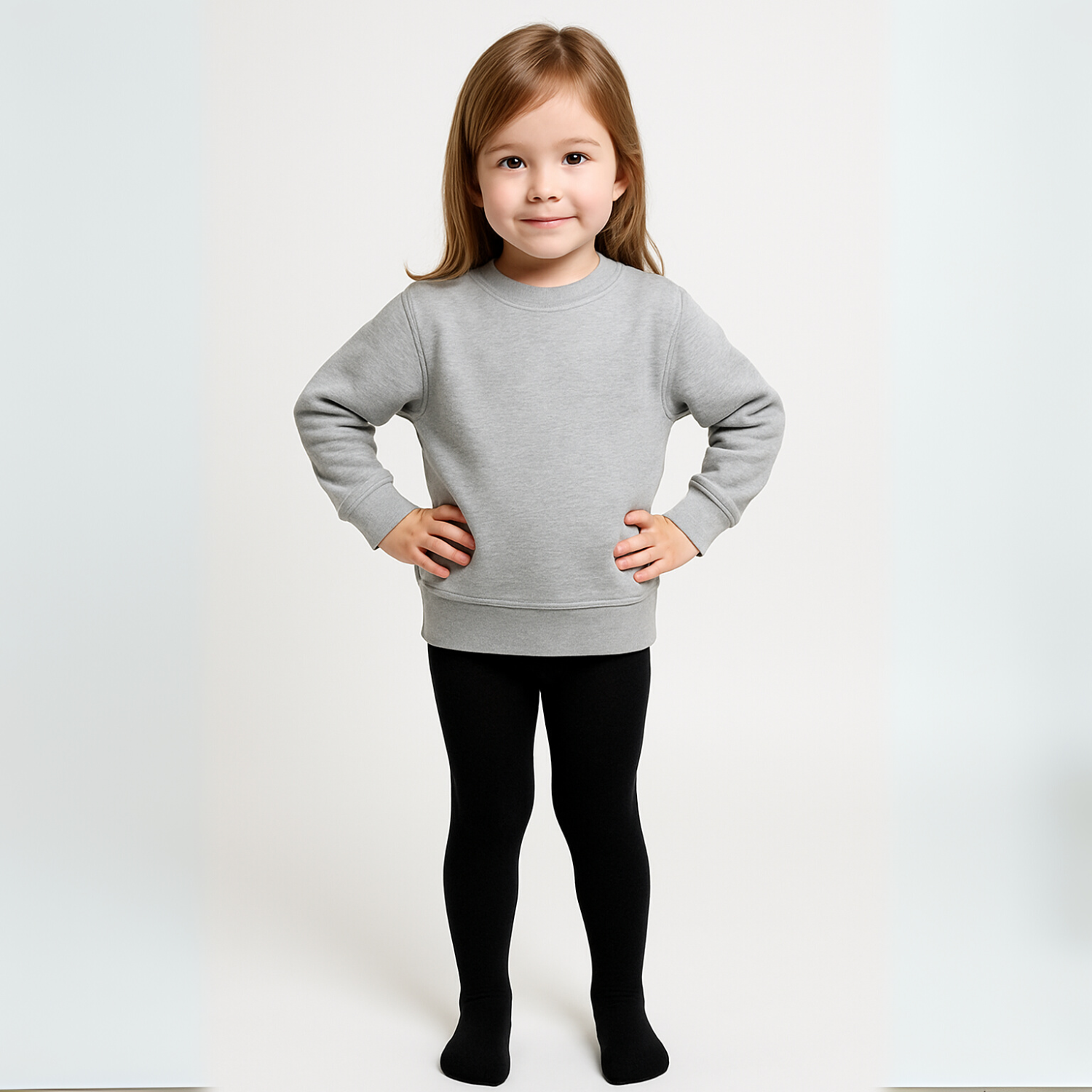 Smile Baby Girls' Full-Length Cotton Tights – Black | Soft & Stretchable | Ages 1–14 Years