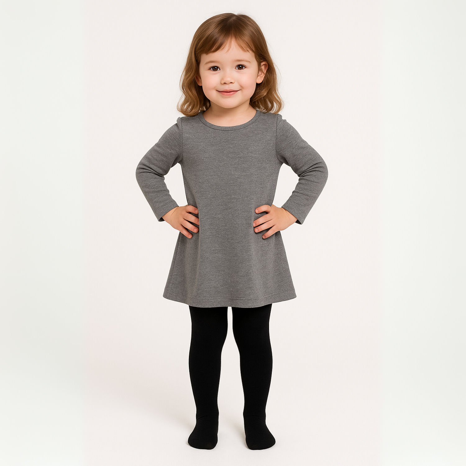 Smile Baby Girls' Full-Length Cotton Tights – Black | Soft & Stretchable | Ages 1–14 Years
