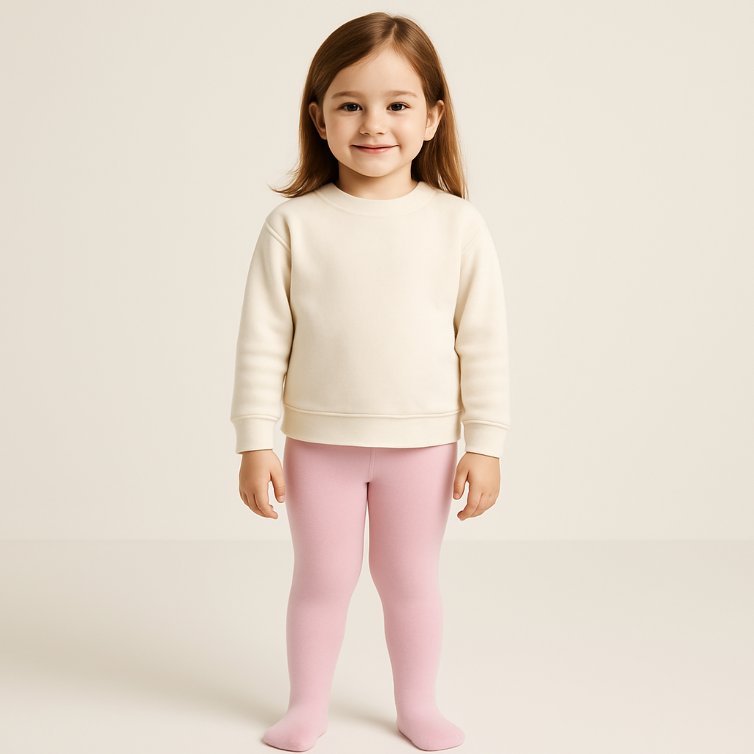 Smile Baby Girls' Full-Length Cotton Tights – Pink | Soft & Stretchable | Ages 1–14 Years