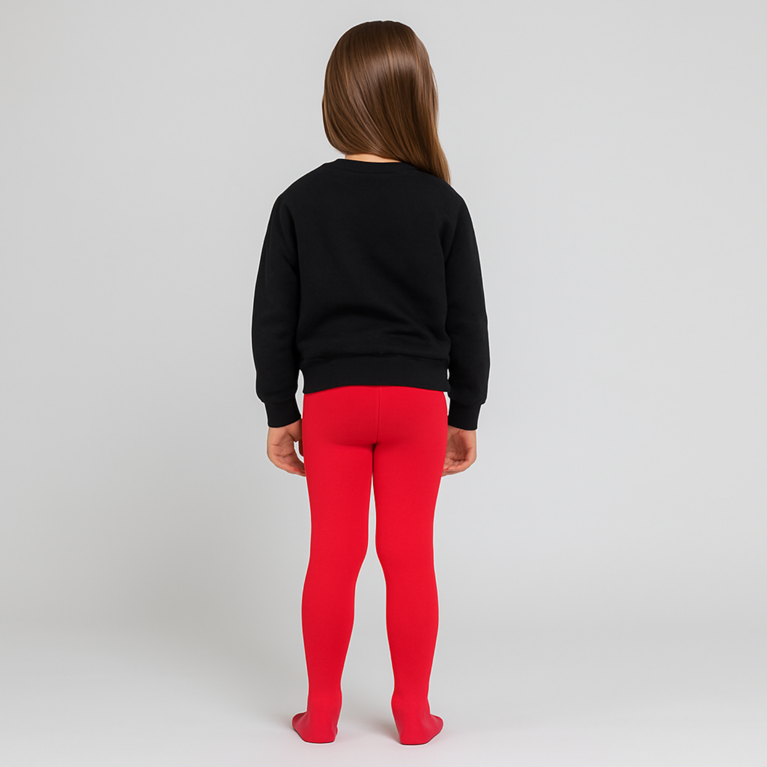 Smile Baby Girls' Full-Length Cotton Tights – Red | Soft & Stretchable | Ages 1–14 Years