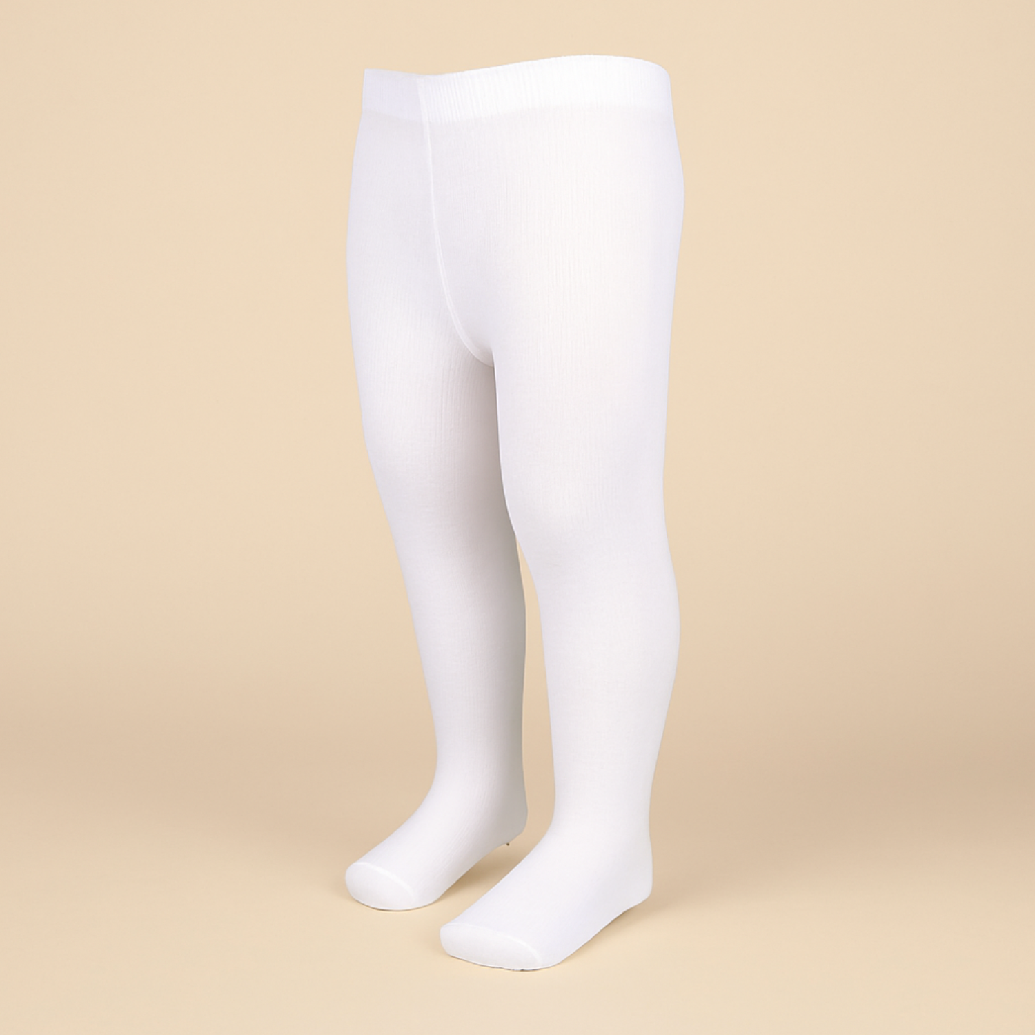 Smile Baby Girls' Full-Length Cotton Tights – White | Soft & Stretchable | Ages 1–14 Years