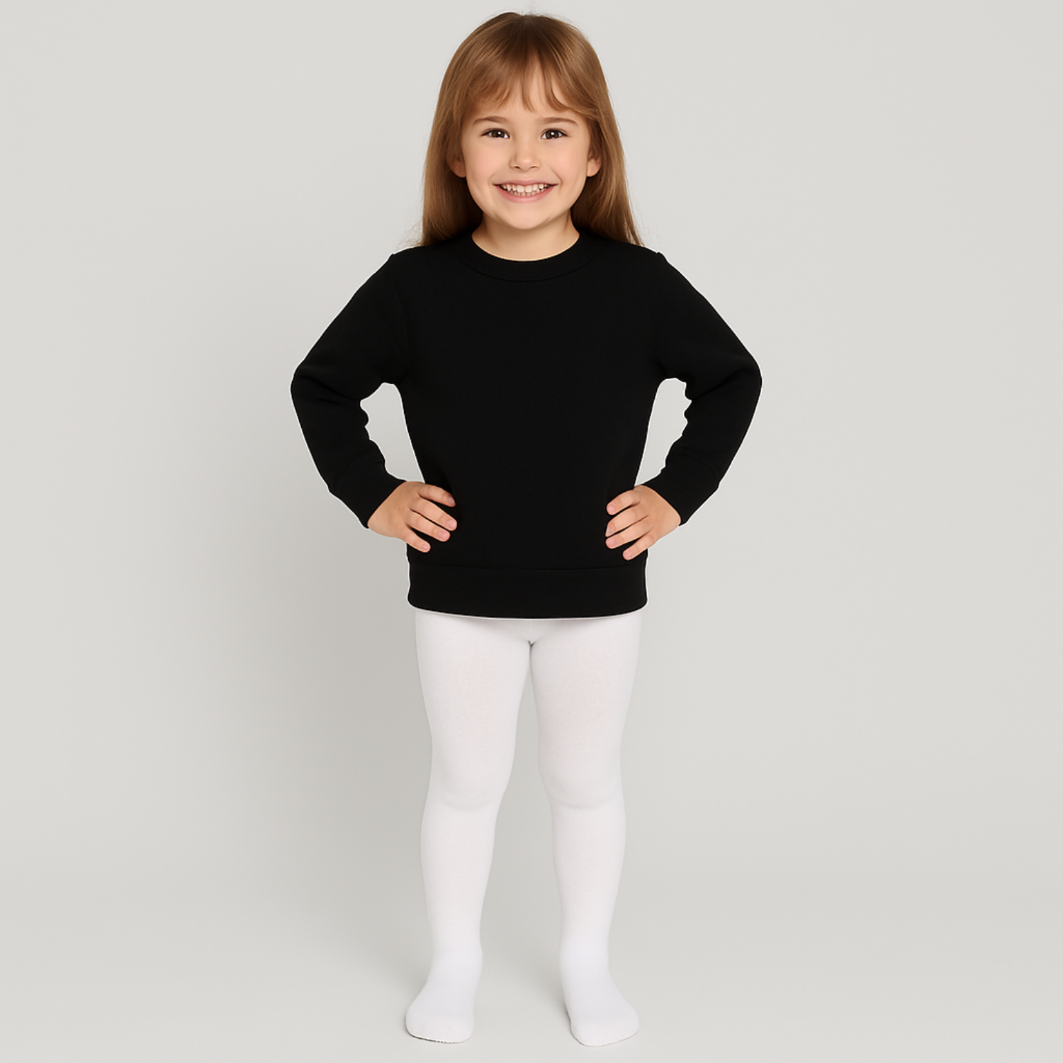 Smile Baby Girls' Full-Length Cotton Tights – White | Soft & Stretchable | Ages 1–14 Years