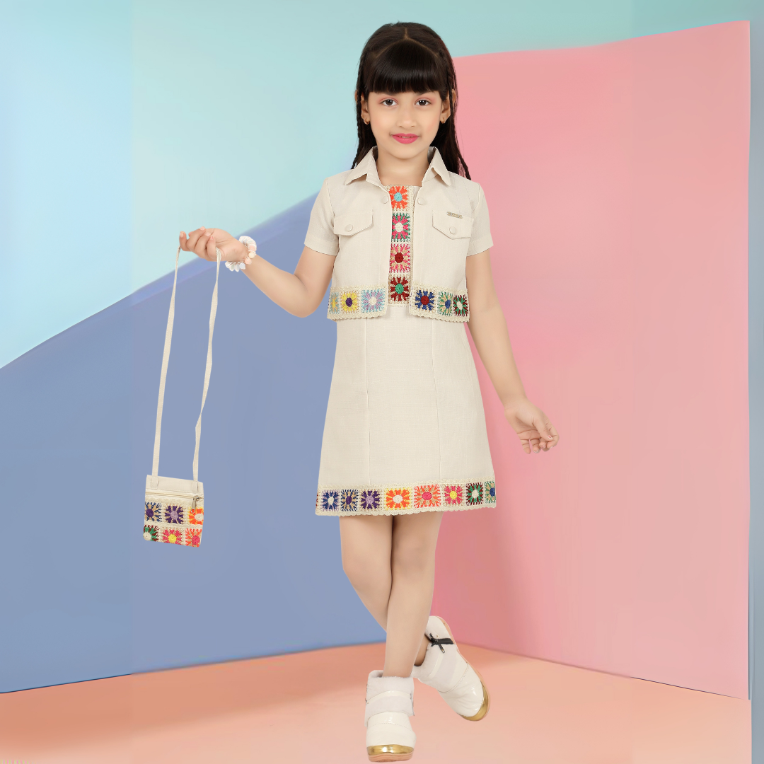 Lemonmint Fawn Colored Dress / Middy With Jacket