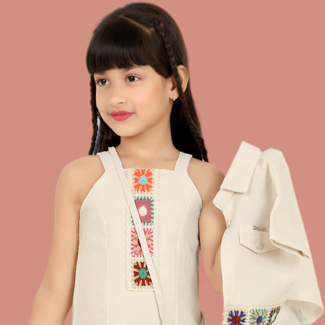 Lemonmint Fawn Colored Dress / Middy With Jacket