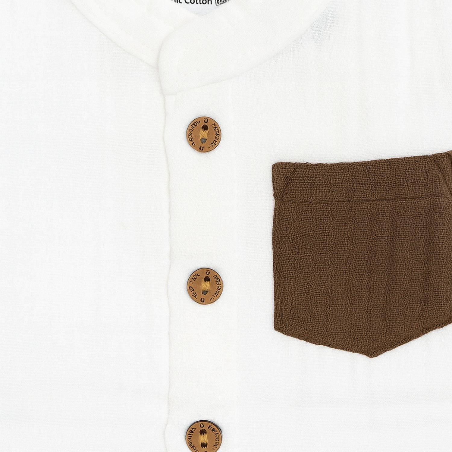 Smile Baby Cotton Shirt & Pant Set – White/Olive & White/Brown | 0–3 Years