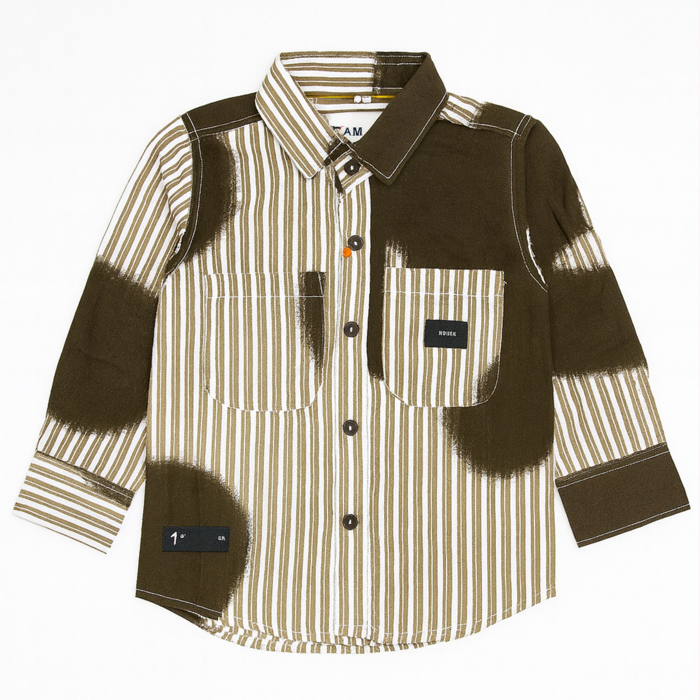 Smile Baby Boys’ Striped Shirt with Unique Contrast Pattern – Ages 18 Months to 10 Years