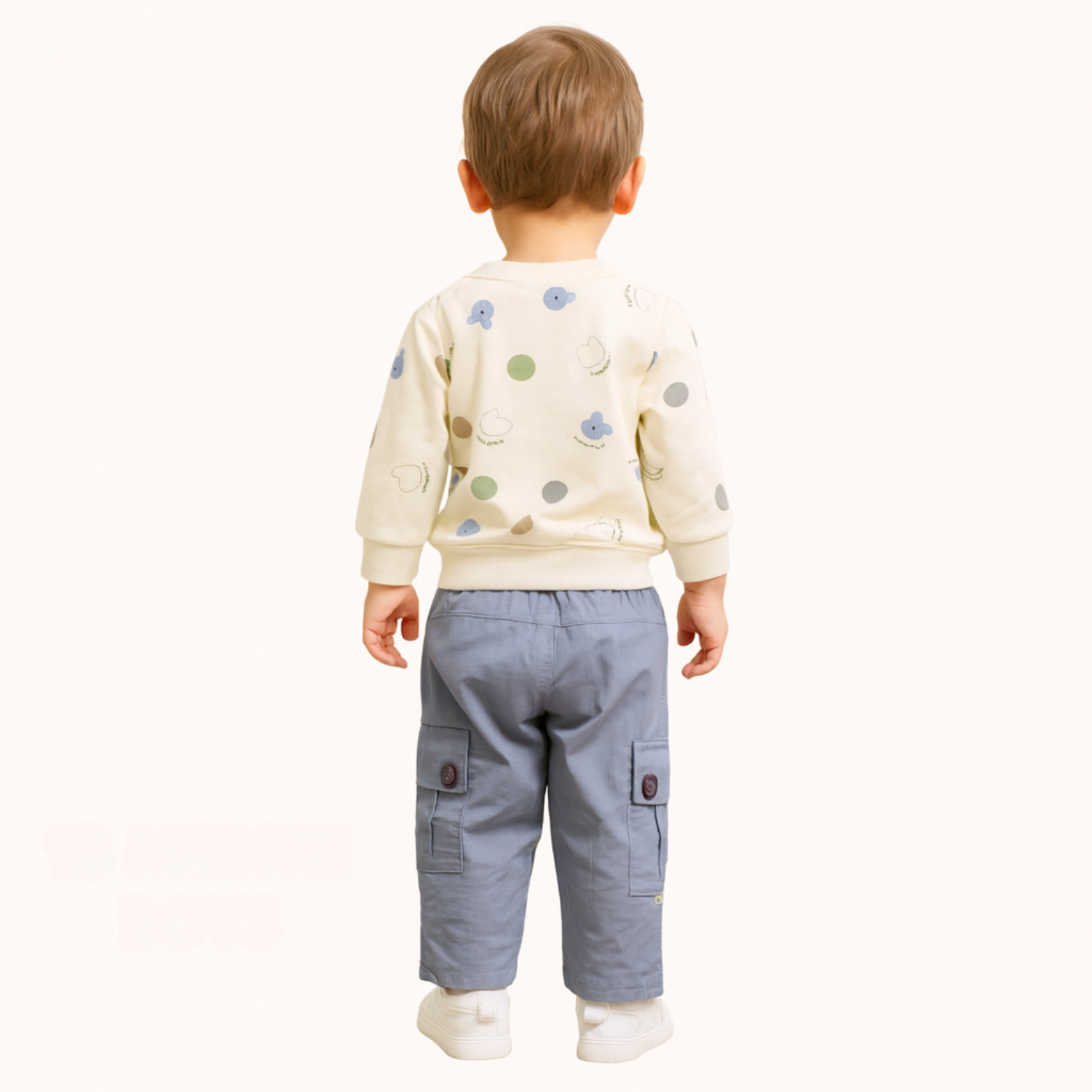Smile Baby Boys’ Sweatshirt & Cargo Pant Set | 0–3 Years | Purple & Sky Blue