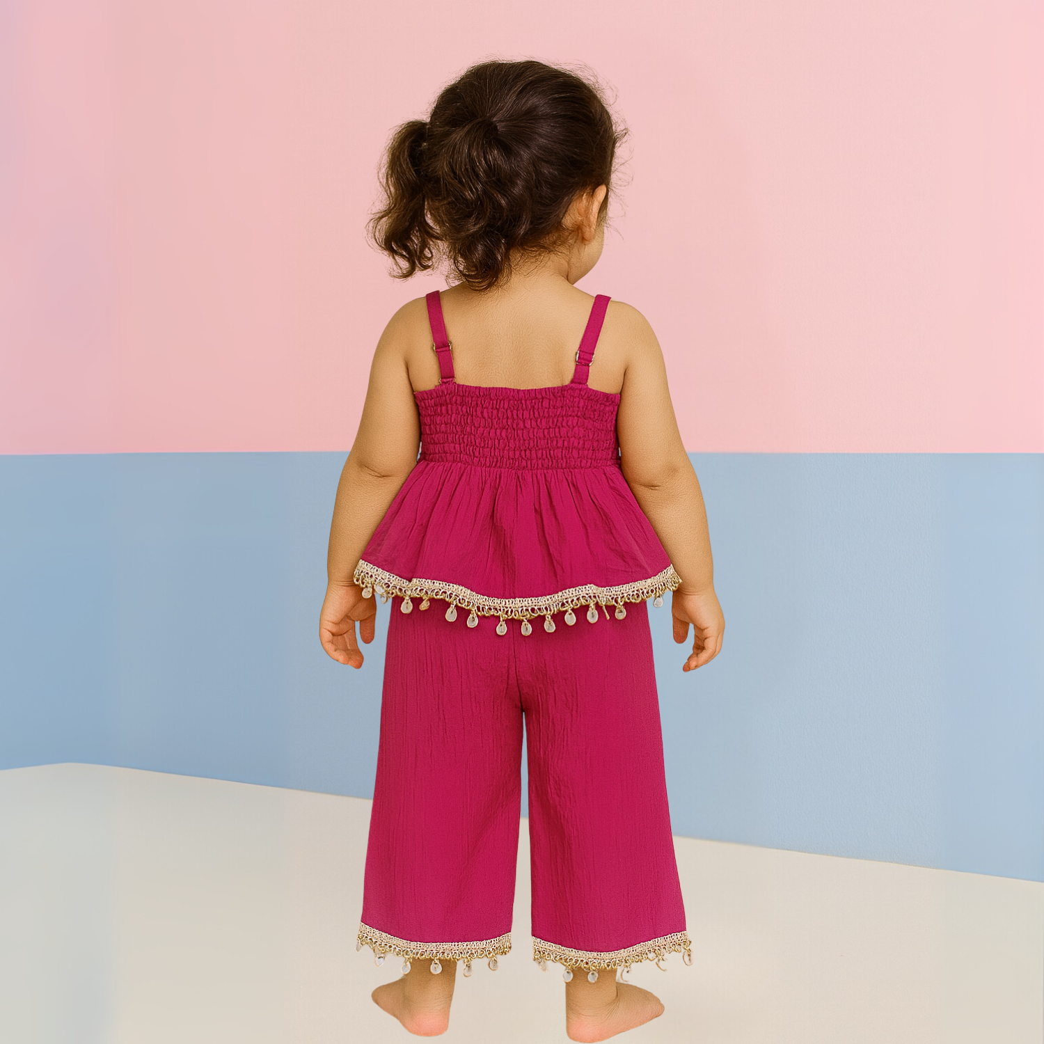 REVERSE X-TREME Hot Pink Shell Trim Co-ord Set for Girls (6 Months – 4 Years)