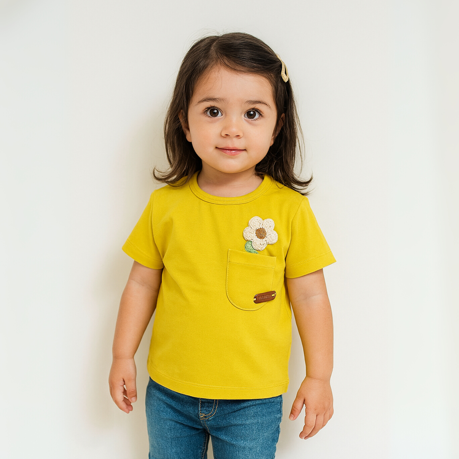 Smile Baby Floral Pocket Style – Cute & Casual Tees for Little Girls | 1 to 6 Year Girls