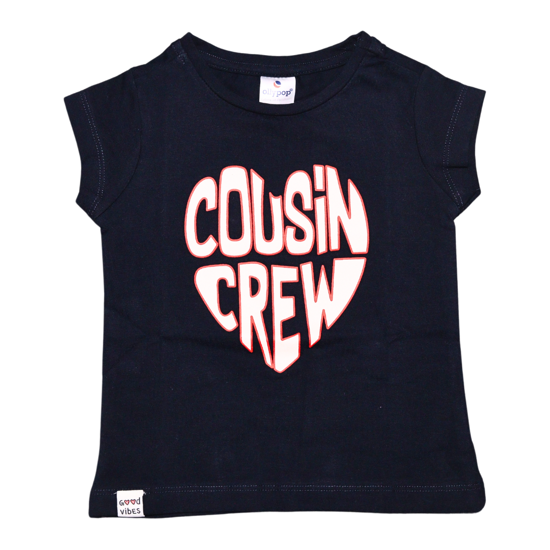 OLLYPOP TOP FOR GIRLS Sinker Knit Half Sleeves , Text Printed With Round Neck T-Shirt & top- Navy Blue and rose color