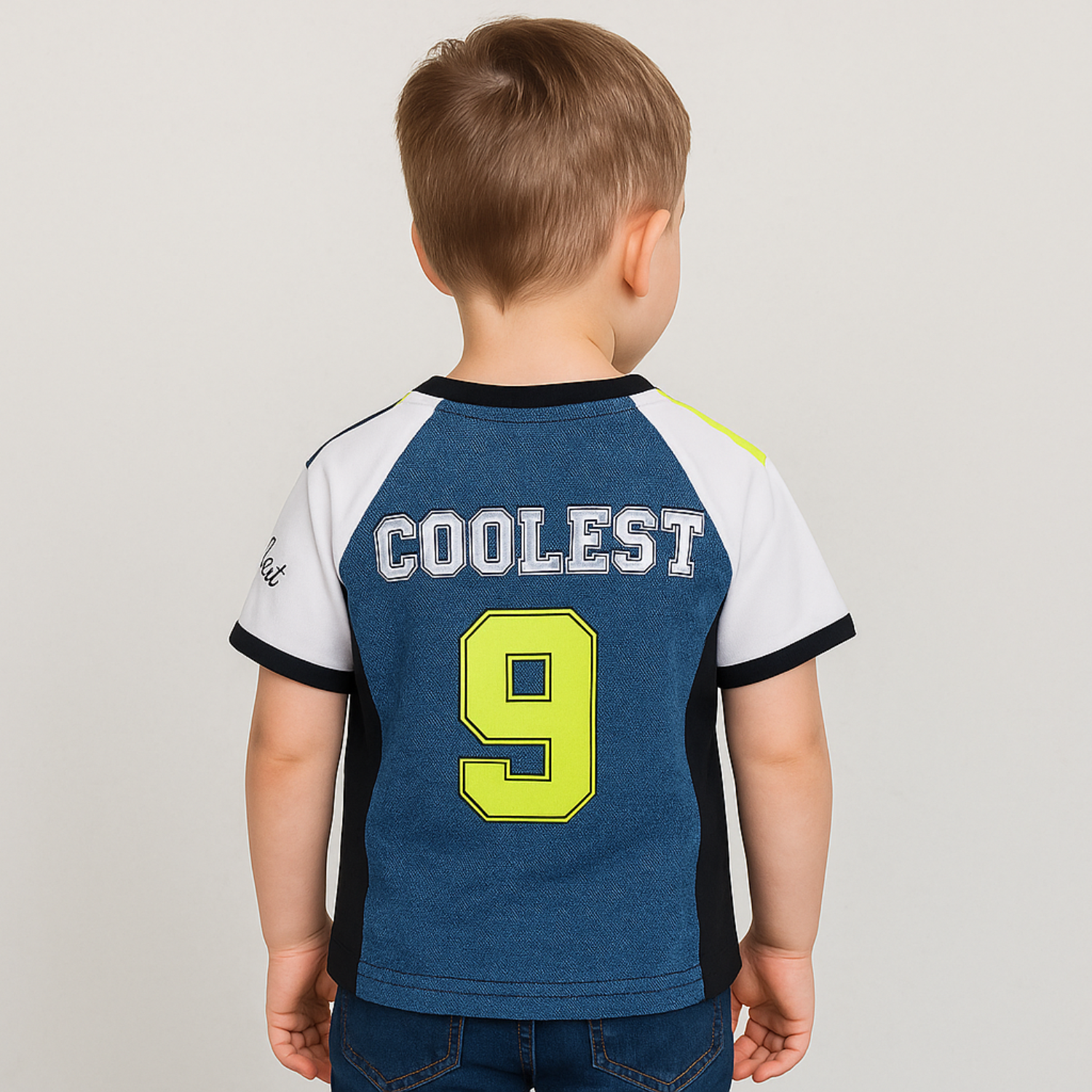 COOLEST Boys Sports Jersey Graphic T-Shirt – Black / Orange / Yellow (4–12 Years)