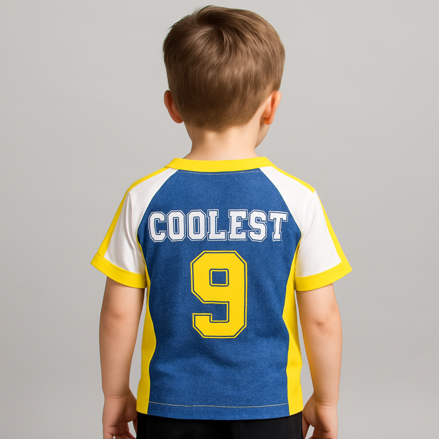 COOLEST Boys Sports Jersey Graphic T-Shirt – Black / Orange / Yellow (4–12 Years)