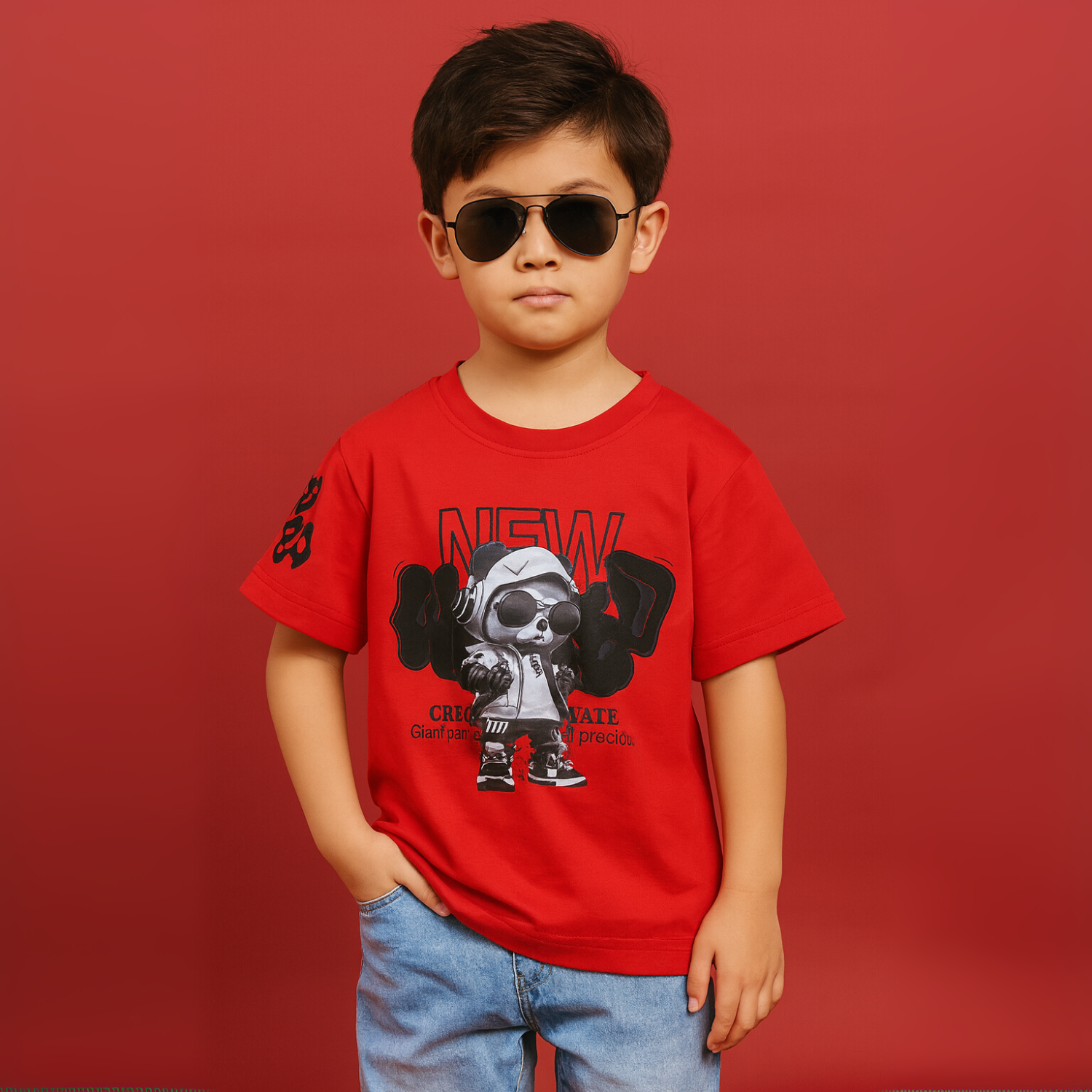 Smile Baby Boys’ Cool Panda Graphic T-Shirt – 12 Months to 4 Years