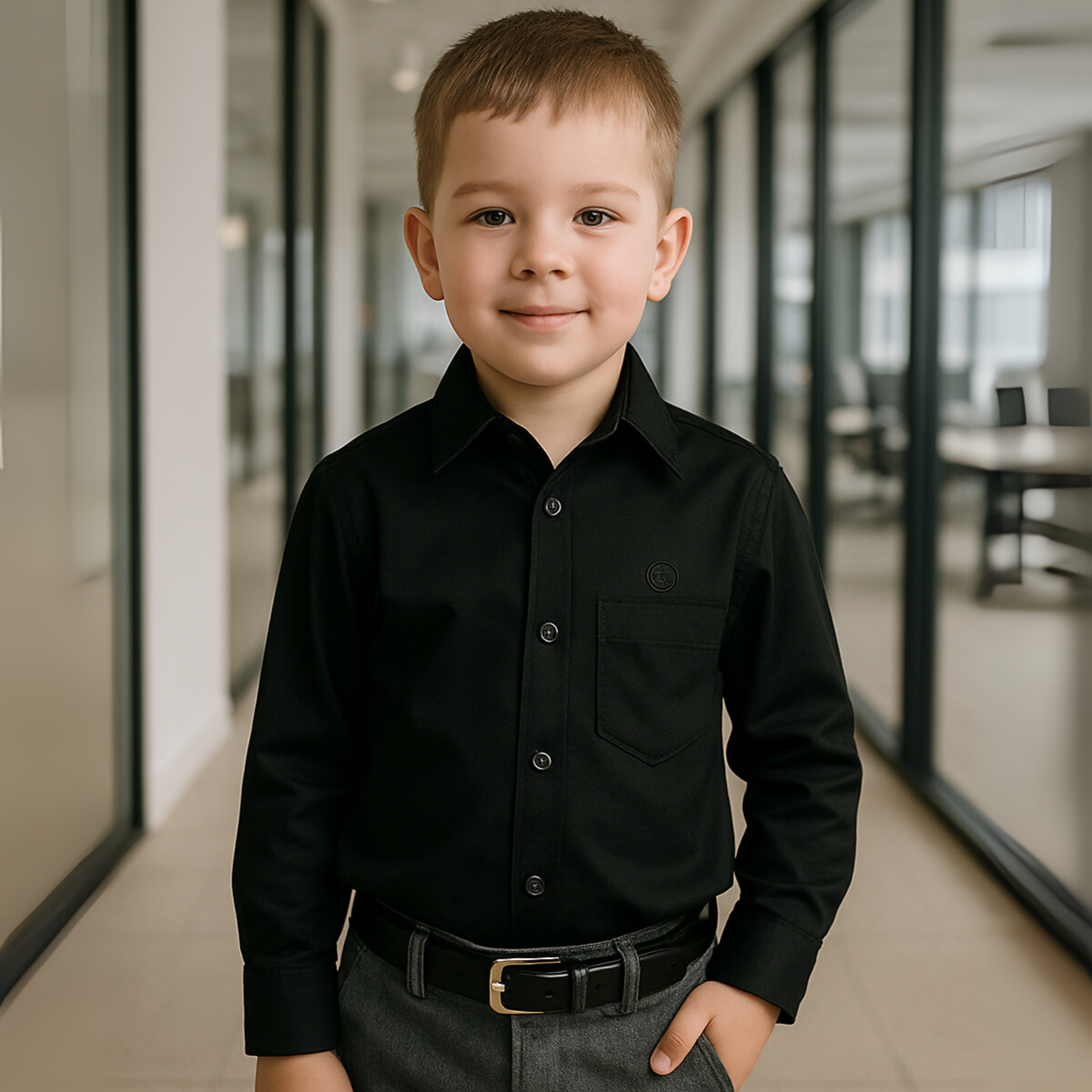 BLAZO Boys’ Black Formal Shirt – Premium Party & Casual Wear (Age 1–10 Years)