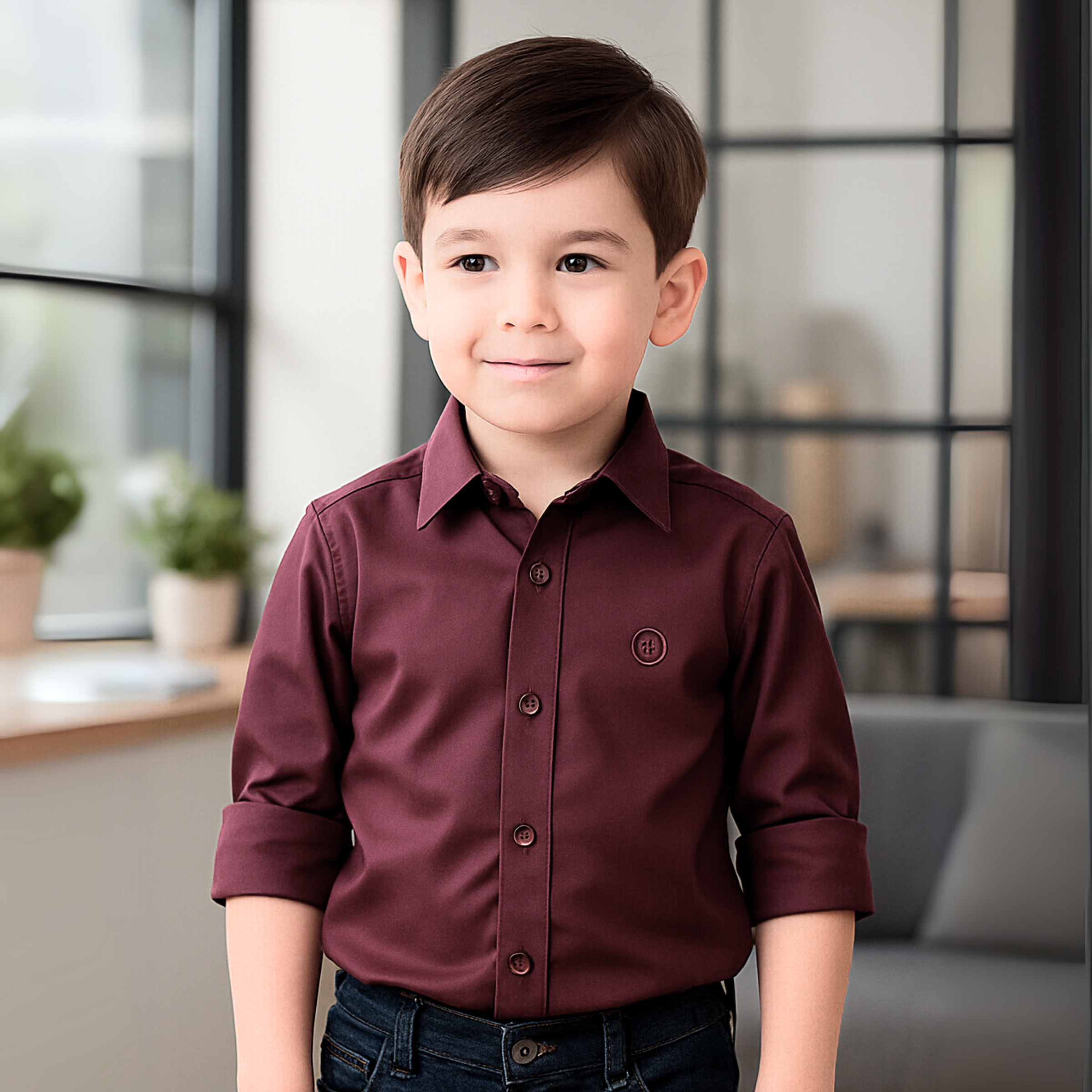 BLAZO Boys’ Wine Formal Shirt – Premium Party & Casual Wear (Age 1–10 Years)