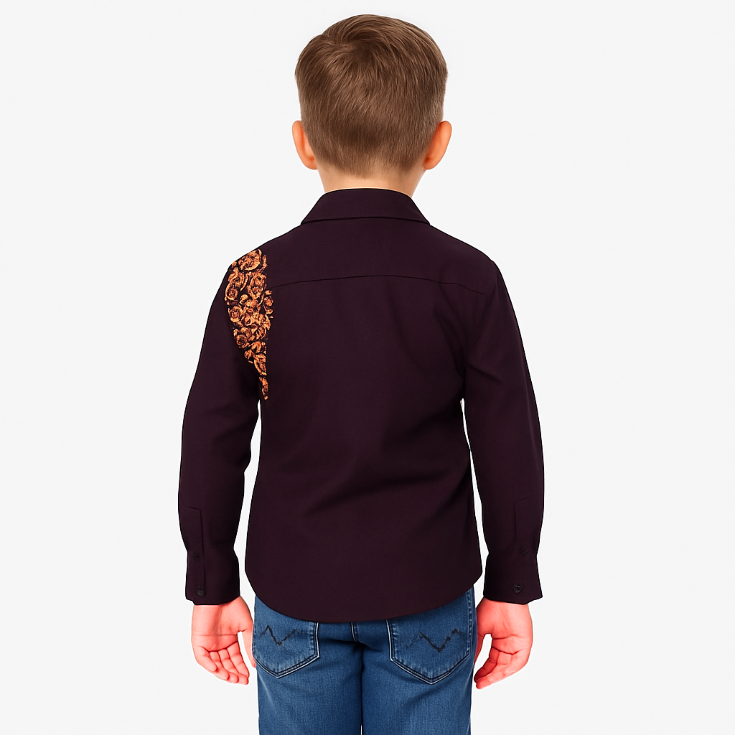Blazo Boys’ Maroon Lion Embroidered Full Sleeve Shirt | Ages 1–10 Years