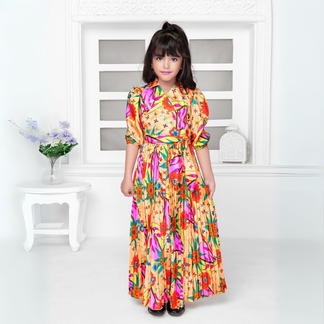 Tiny Baby Orange Colored Skirt With beautiful attractive half sleeve top set