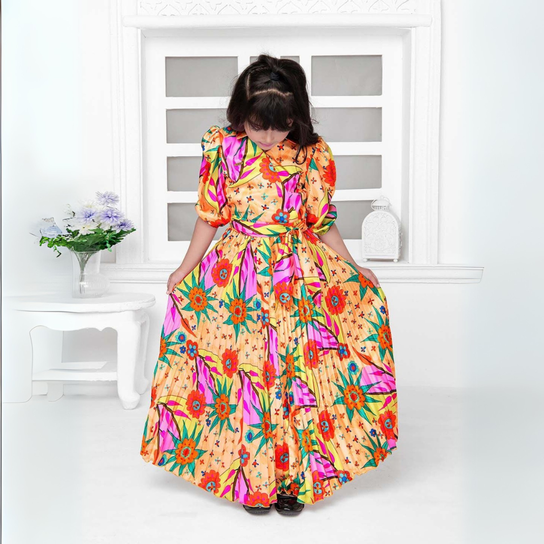 Tiny Baby Orange Colored Skirt With beautiful attractive half sleeve top set