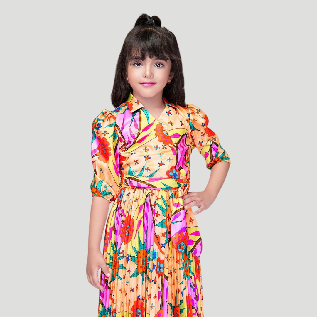 Tiny Baby Orange Colored Skirt With beautiful attractive half sleeve top set