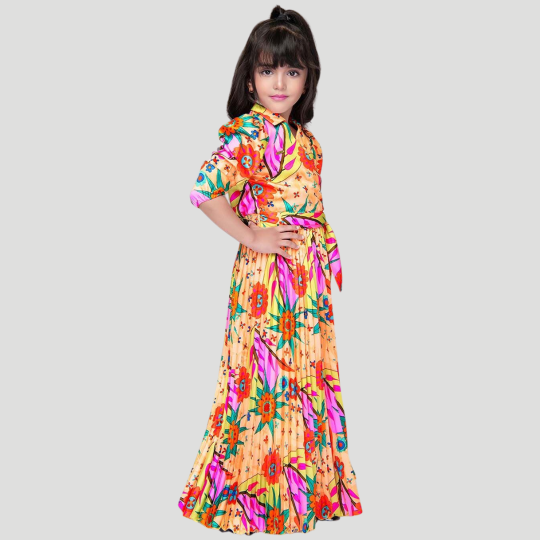 Tiny Baby Orange Colored Skirt With beautiful attractive half sleeve top set