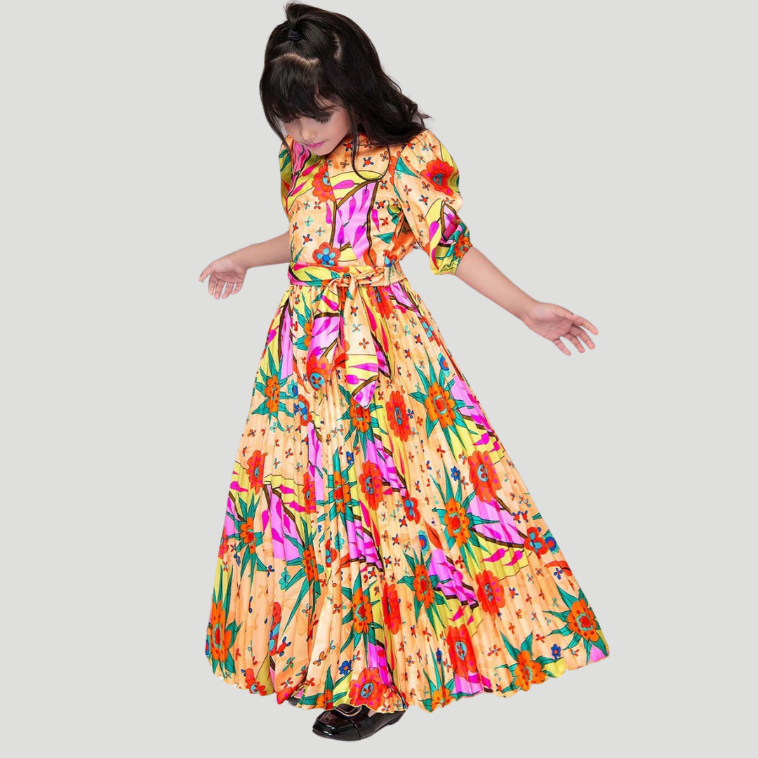 Tiny Baby Orange Colored Skirt With beautiful attractive half sleeve top set