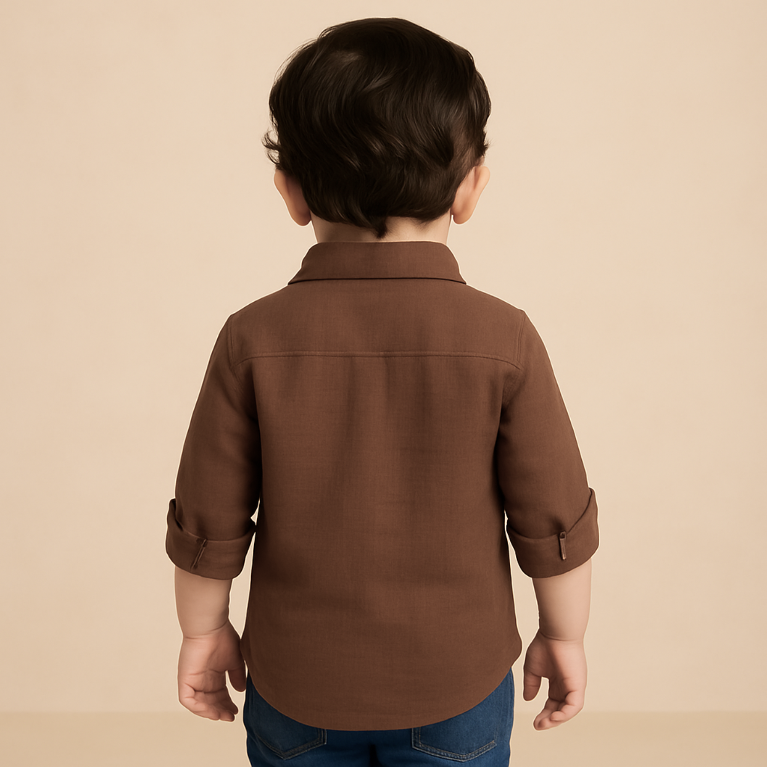 Smile Baby Boys Solid Brown Full-Sleeve Shirt – Age 1 to 10 Years