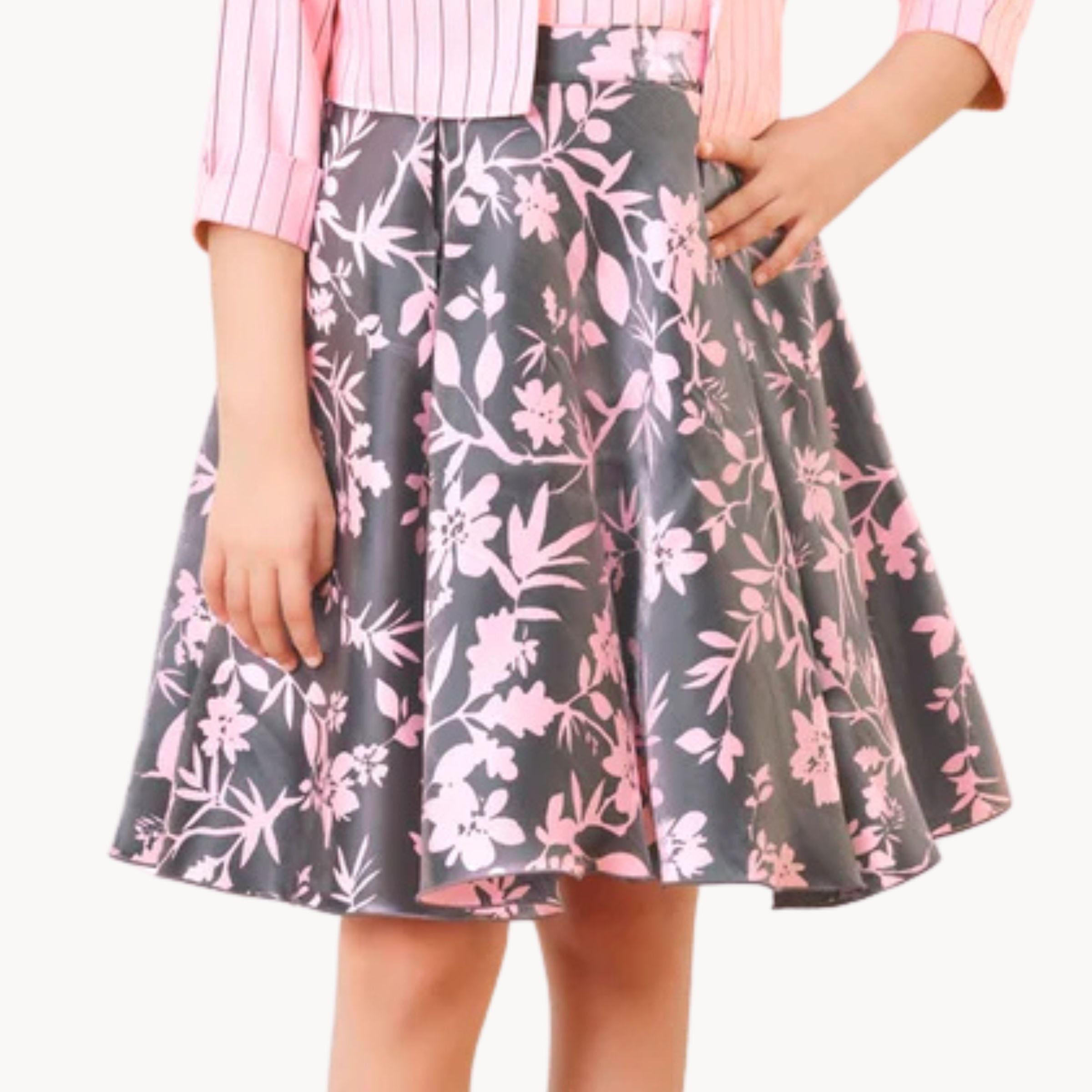 Tiny Baby Girls’ White & Pink Striped & Floral Party Dress with Jacket – Elegant Outfit for Ages 2–10 Years