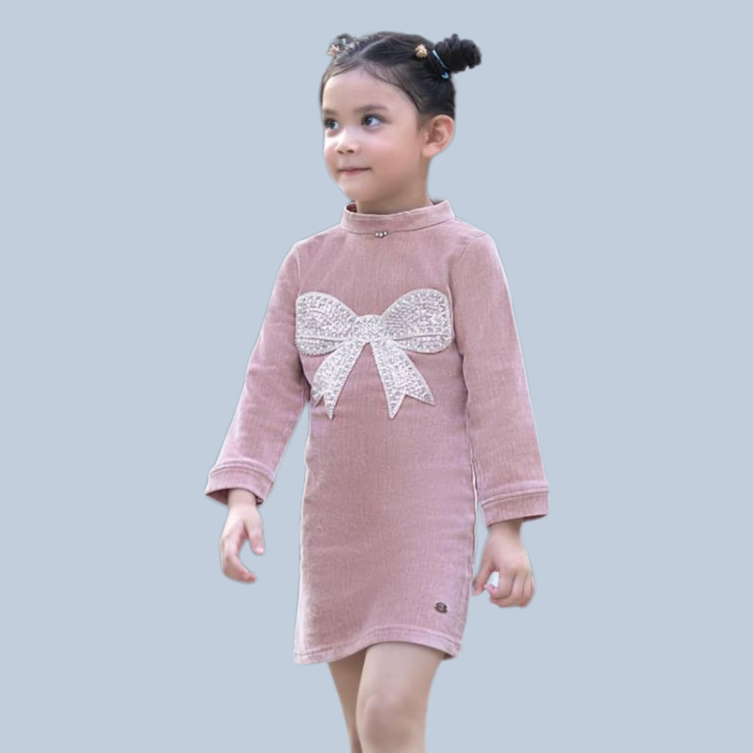 AIR GIRLS Girls Party Wear Bow Dress – Sparkle Design (Cream, Pink & Maroon)