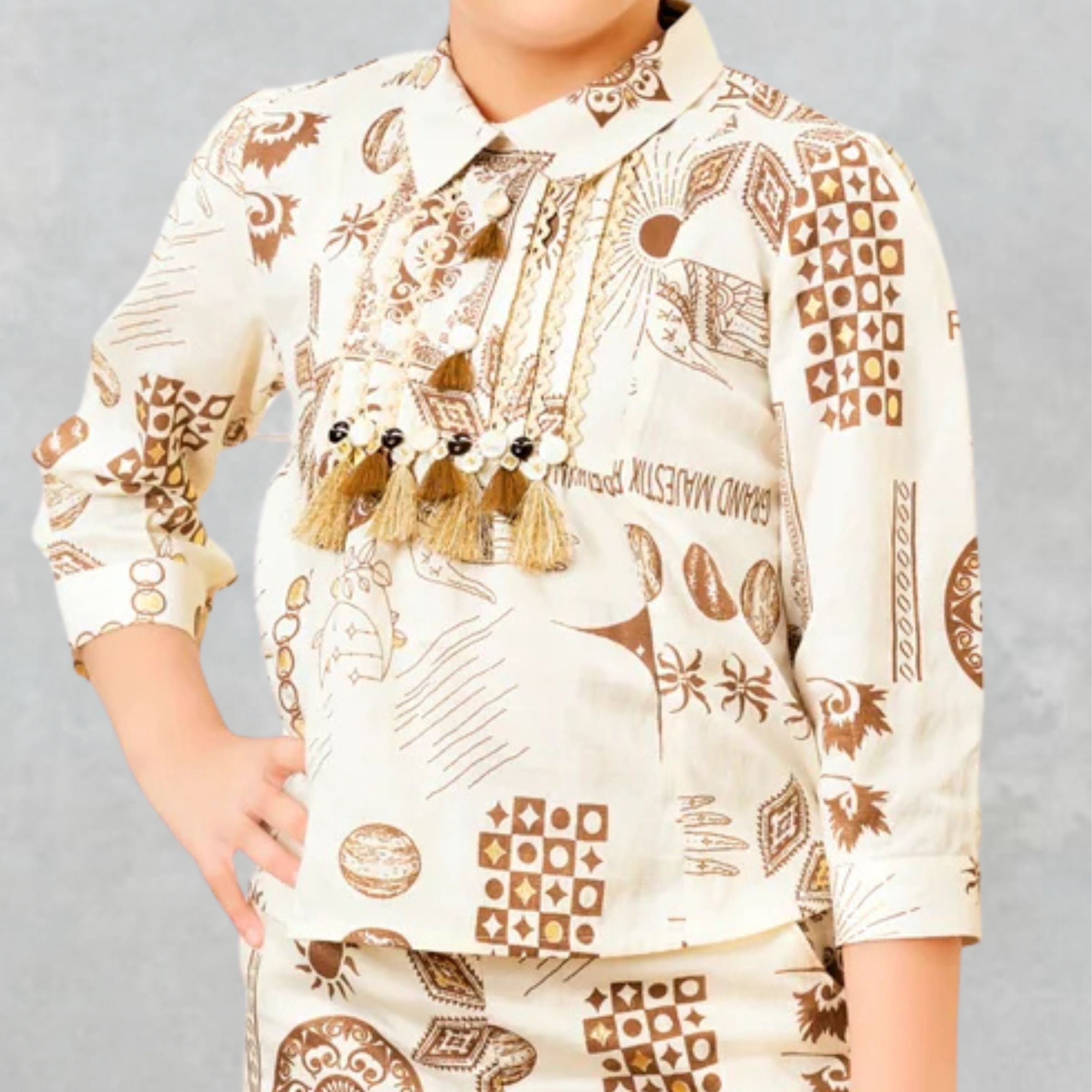 Tiny Baby Kids Printed Co-Ord Set | Stylish Outfit | Age 4–14 Years | Brown & Coral Rose Color