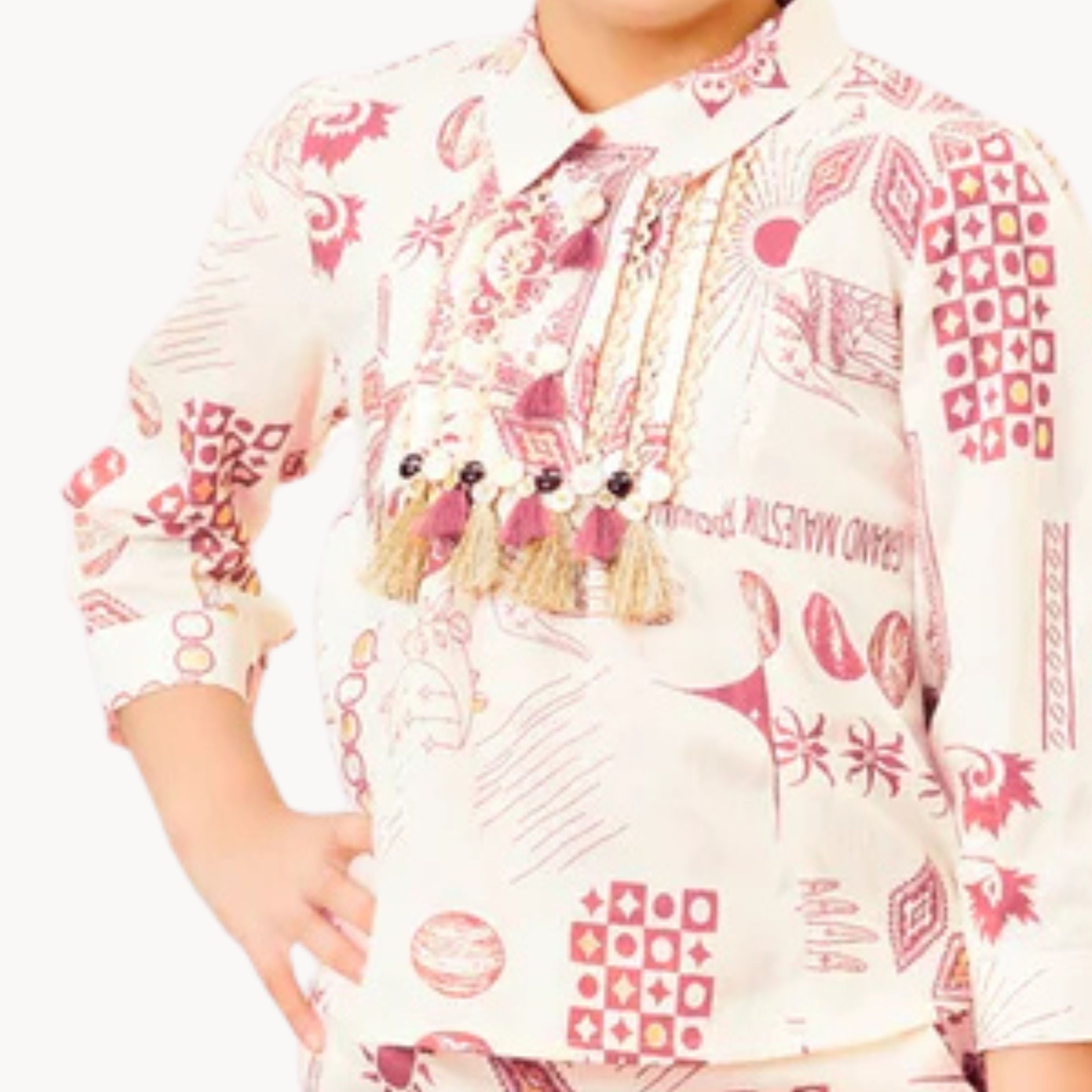 Tiny Baby Kids Printed Co-Ord Set | Stylish Outfit | Age 4–14 Years | Brown & Coral Rose Color