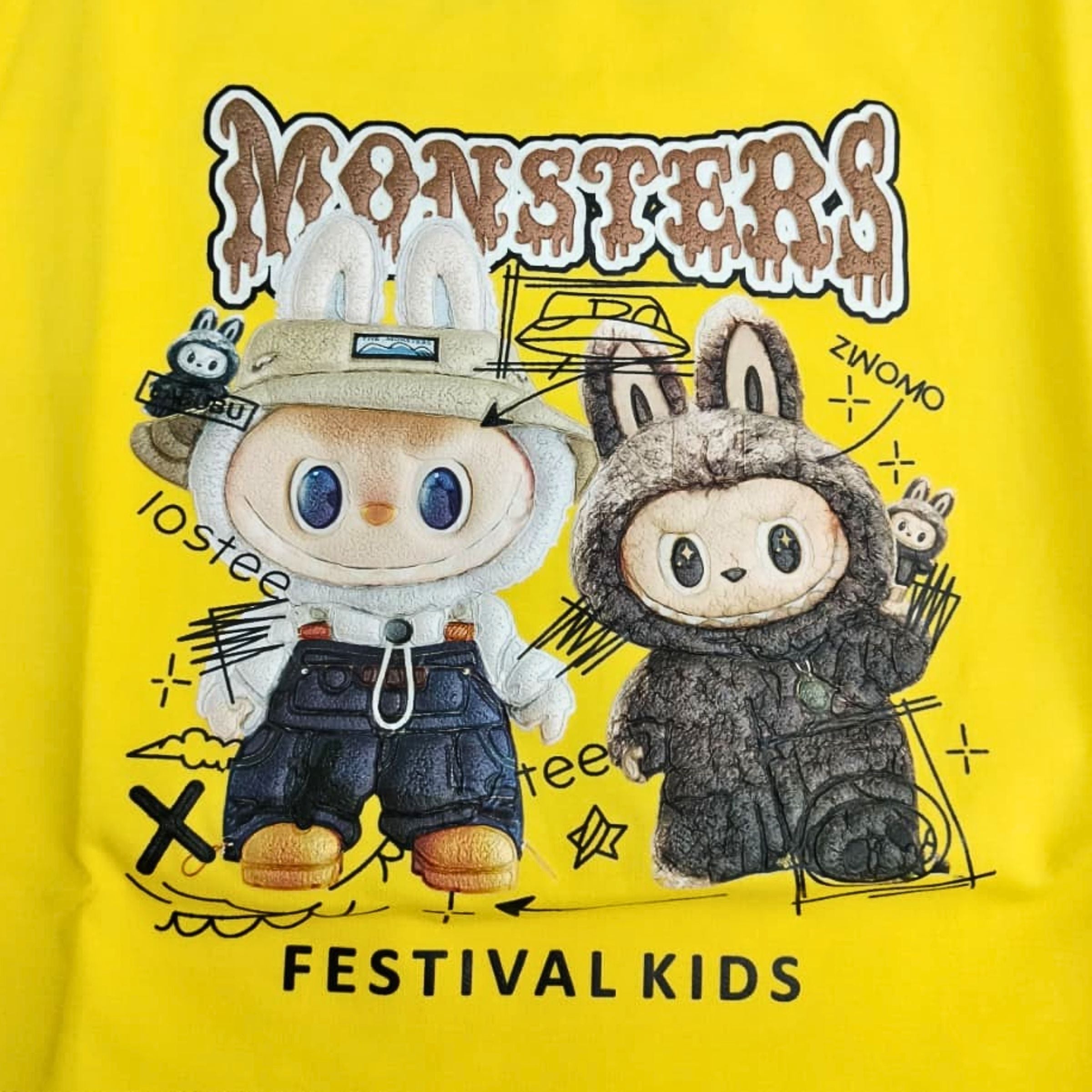 Smile Baby Kids T-Shirt with Cartoon Monster Print – Color Options: R. Green, Orange, Purple, R. Blue, Yellow | Age 6–12 Years