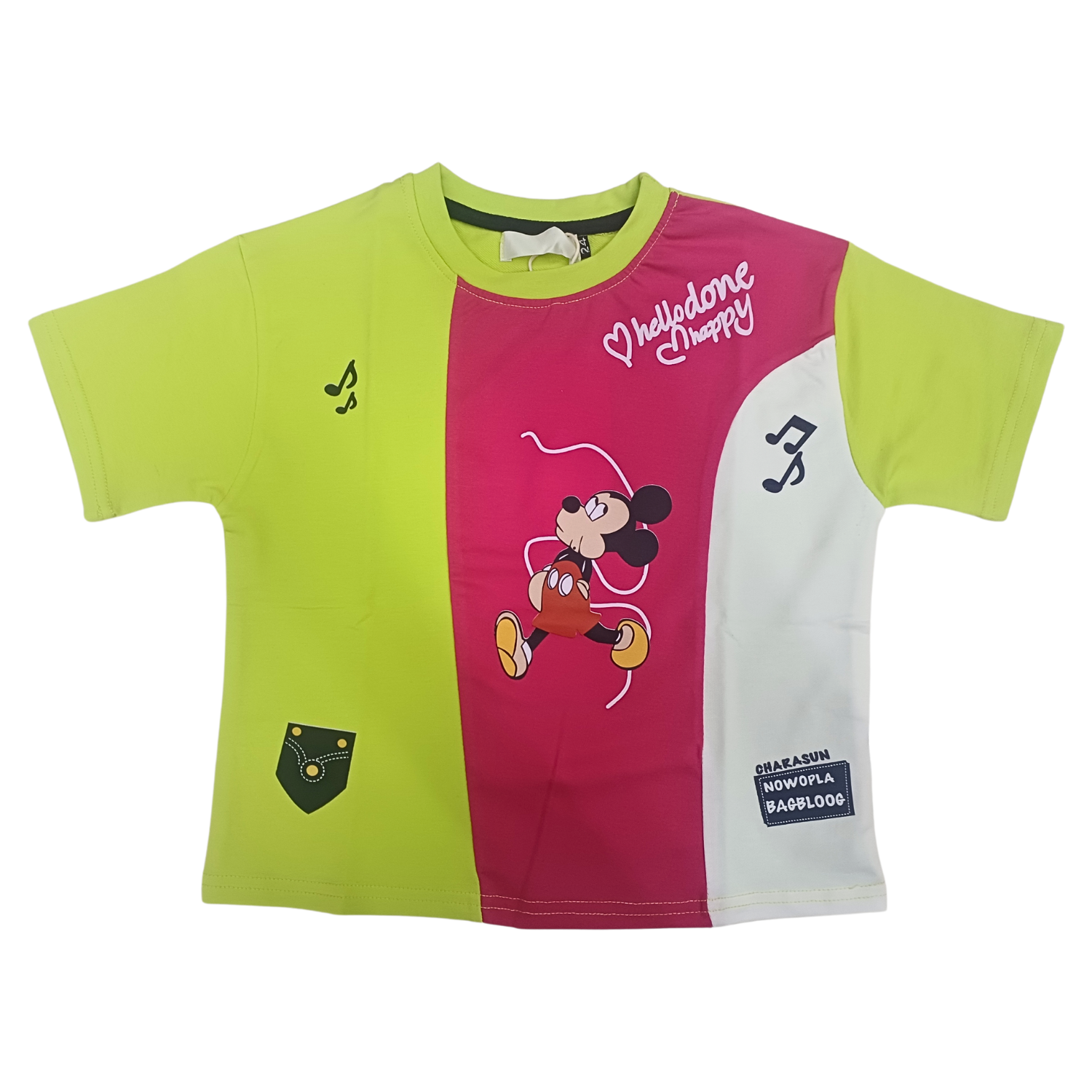 REVERSE X-TREME Hot Pink & Neon Green Cartoon Print T-Shirt for Girls (4–12Y)