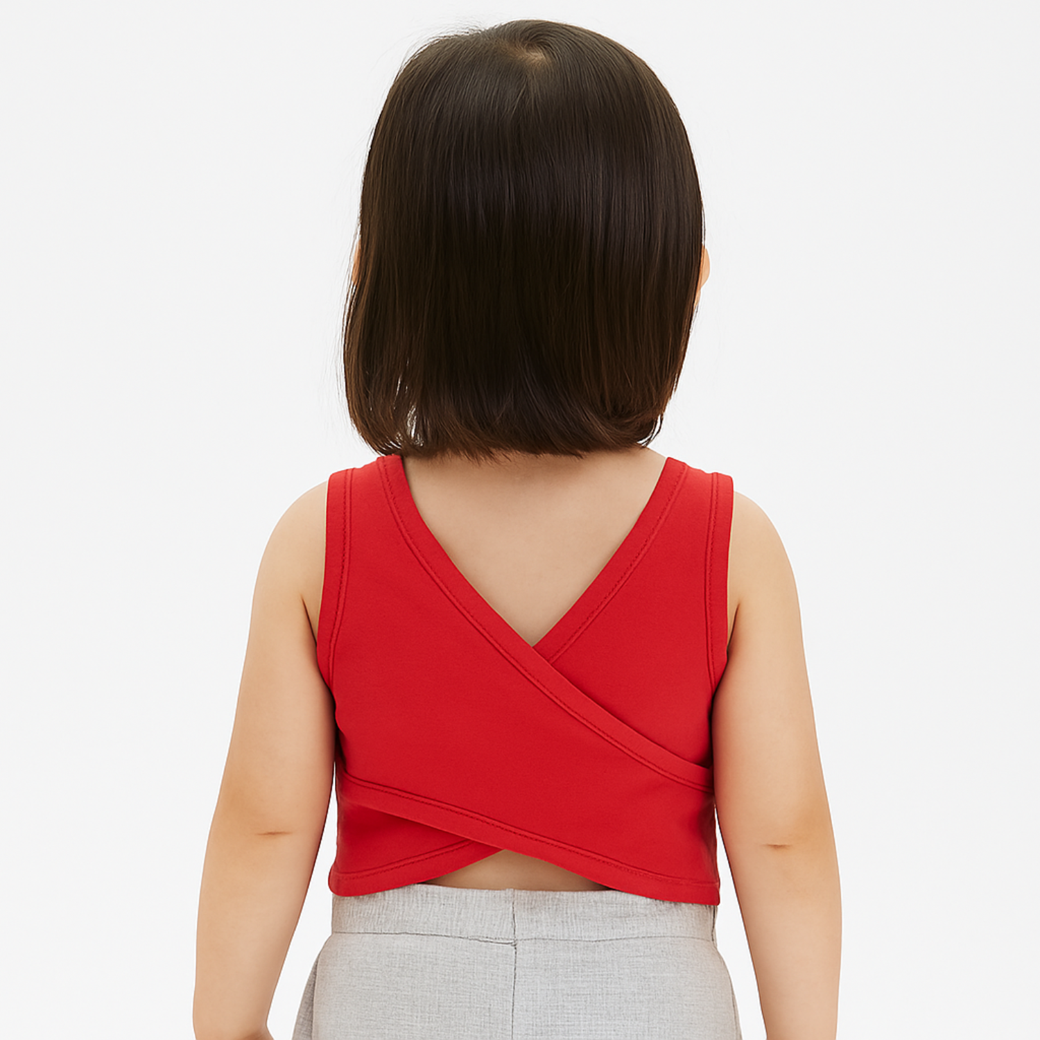 Reverse Xtreme Girls’ Stylish Cotton Crop Top – Age 1–12 Years | Back Cross Design | Red, Neon Green, Parrot Apple & Black