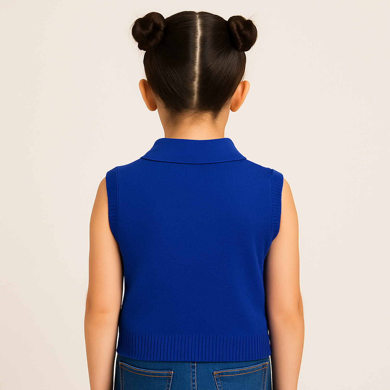 Girls’ Sleeveless Knitted Polo Top – Royal Blue & Hot Pink | Reverse Xtreme | Age 4–12 Years