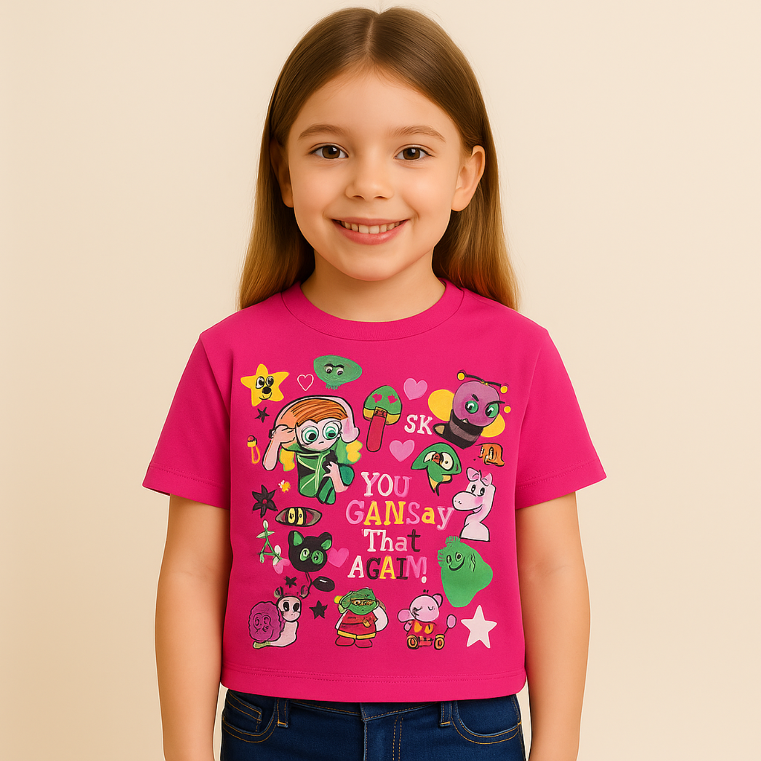 Reverse Xtreme Girls' Cartoon T-Shirt – Soft Cotton | Fun Graphic Print | 5 Colors | Age 1–12 Years