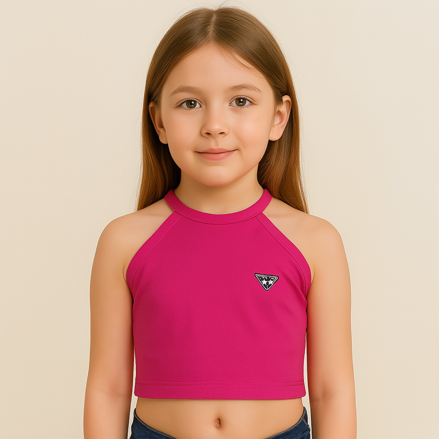 Reverse Xtreme Girls’ Cotton Halter Crop Top – Stylish Sleeveless Partywear | Age 1–8 Years | 3 Colors