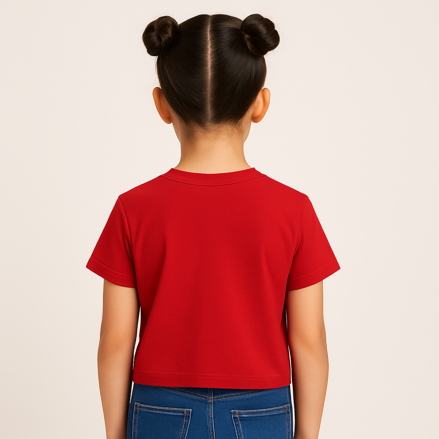 Girls' Elegant Floral Appliqué Crop Top – Red & Black | Reverse X-treme | Age 1–12 Years