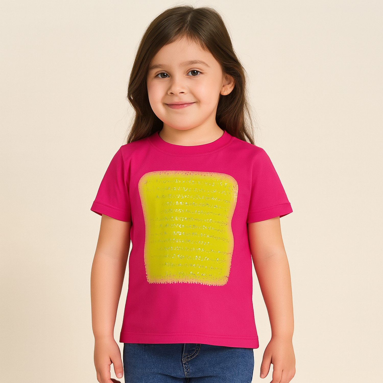 Reverse Xtreme Girls' Glitter Patch T-Shirt (4–12 Years) – Hot Pink, Black