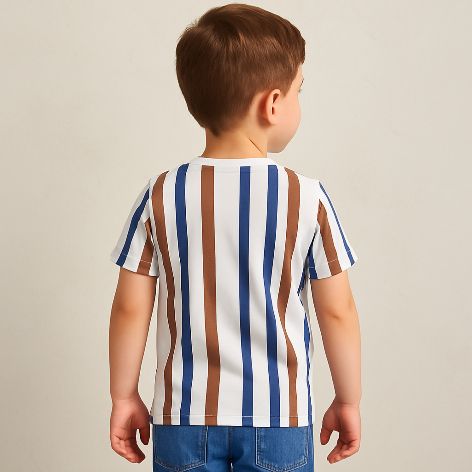 Smile Baby Vertical Stripe Graphic Kids’ T-Shirt – Blue/Green & Brown/Blue