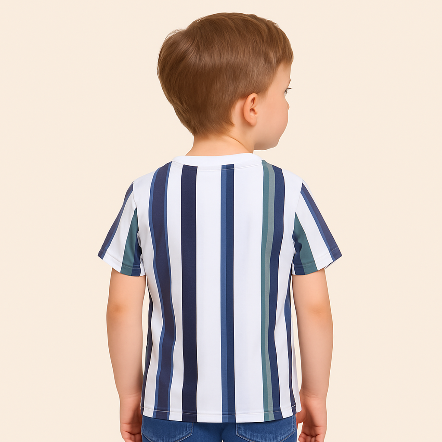 Smile Baby Vertical Stripe Graphic Kids’ T-Shirt – Blue/Green & Brown/Blue