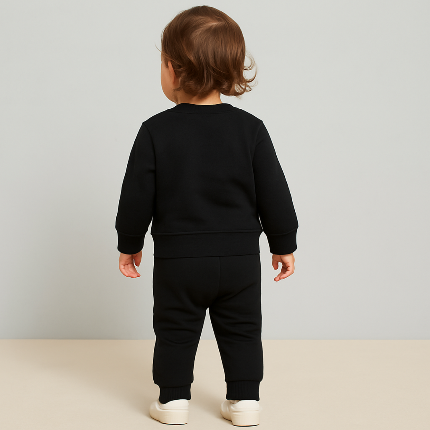 SMILE BABY Girls GAP-Inspired Floral Sweatshirt & Jogger Set (0–3 Years) Black