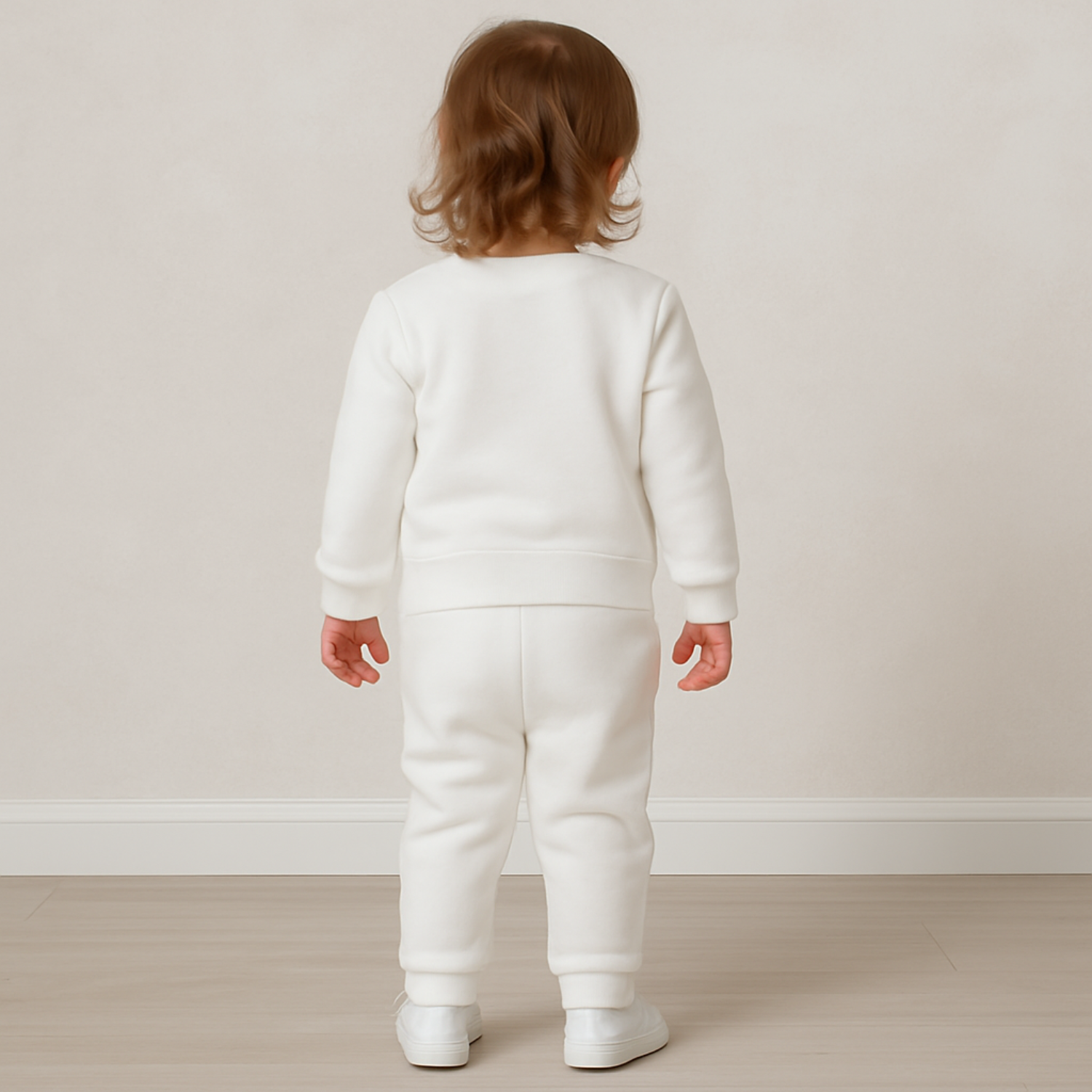 SMILE BABY Girls GAP-Inspired Floral Sweatshirt & Jogger Set – White (0–3 Years)