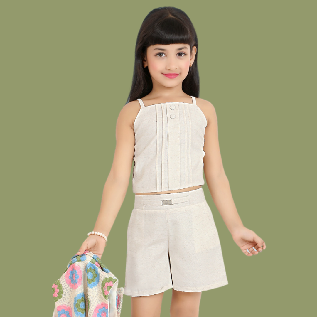 Lemonmint Cream Colored Short Set / Top, Shorts and Jacket