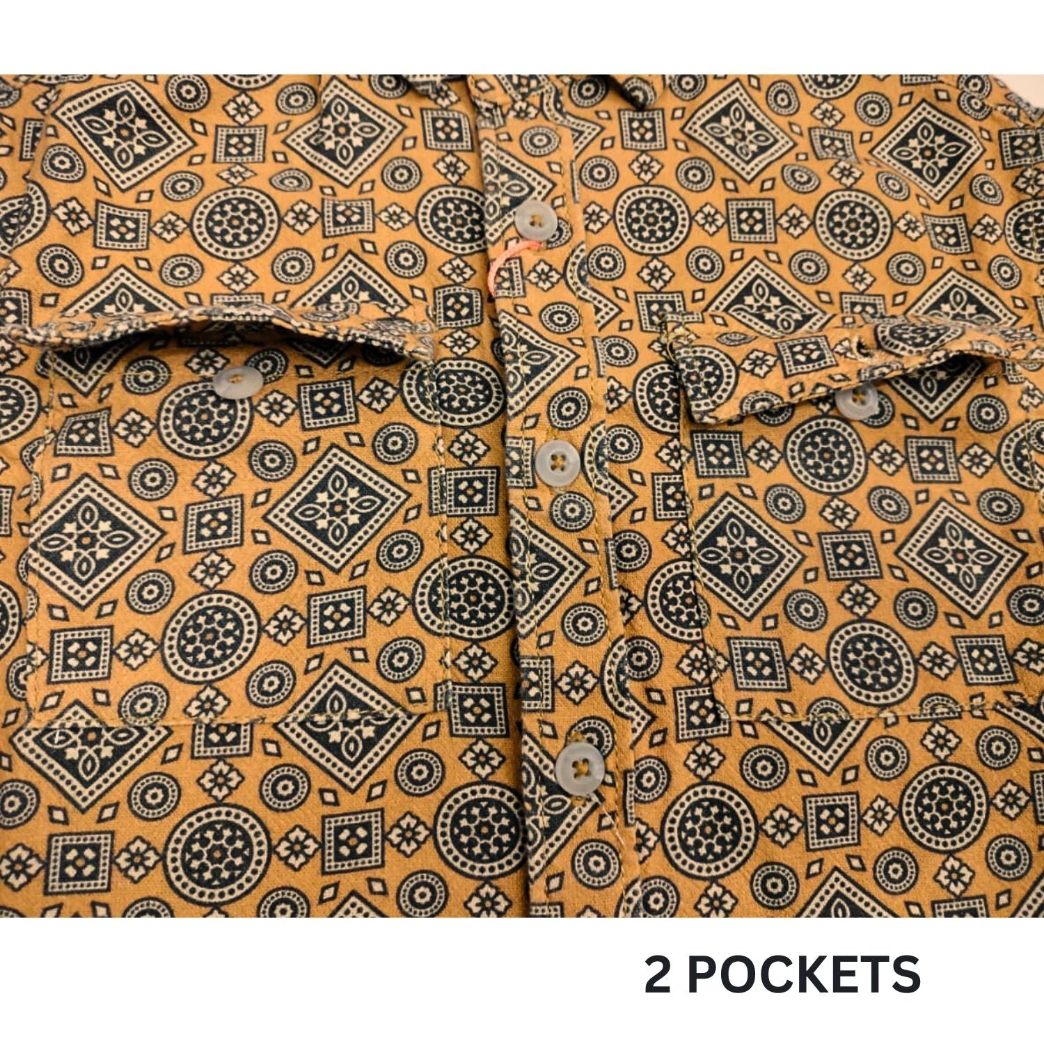 Smile Baby Boys’ Mustard Geometric Print Shirt – Ages 2 to 14 Years