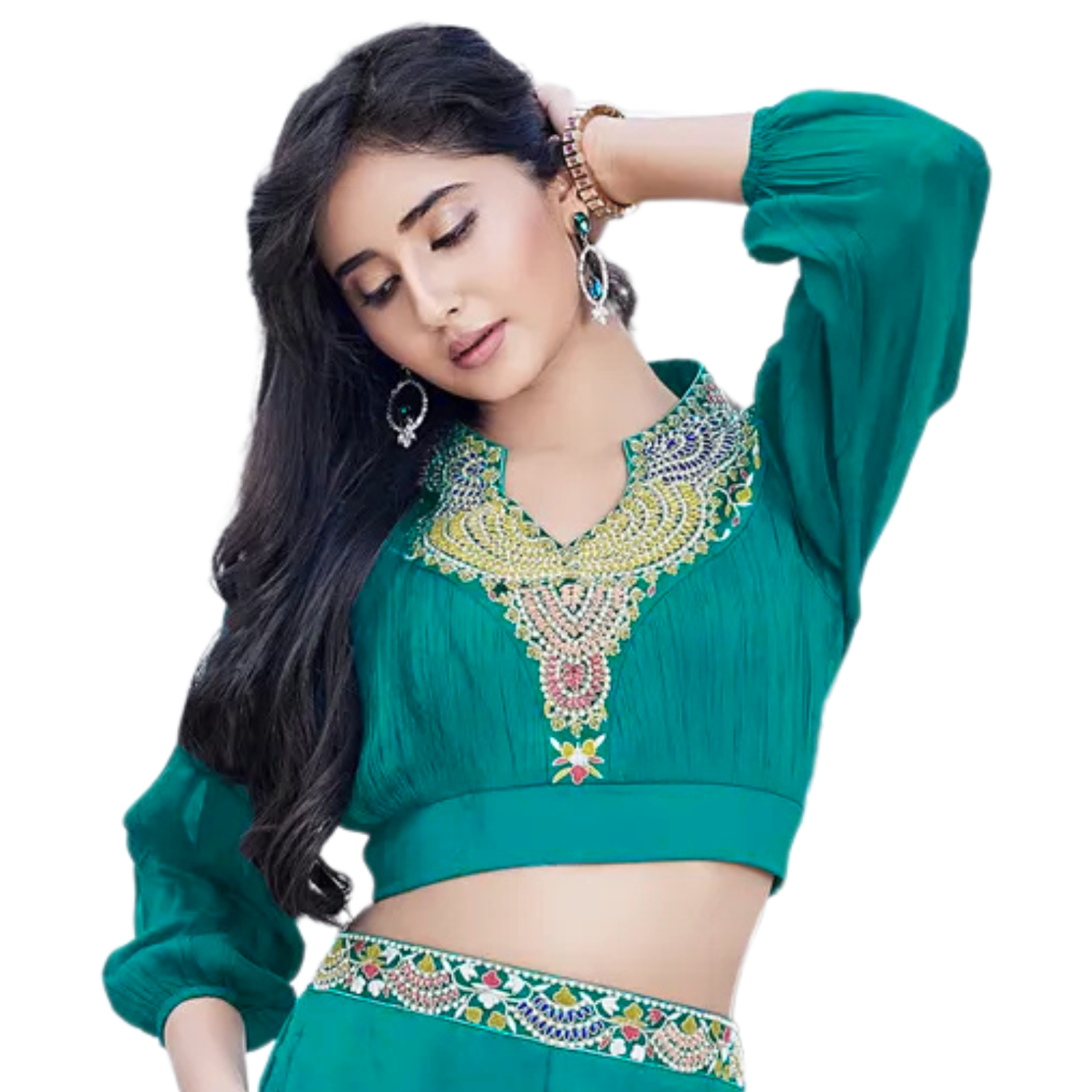 QREE GIRLS Firoji Silk Palazzo Suit for Girls (Age 4–12 Years)