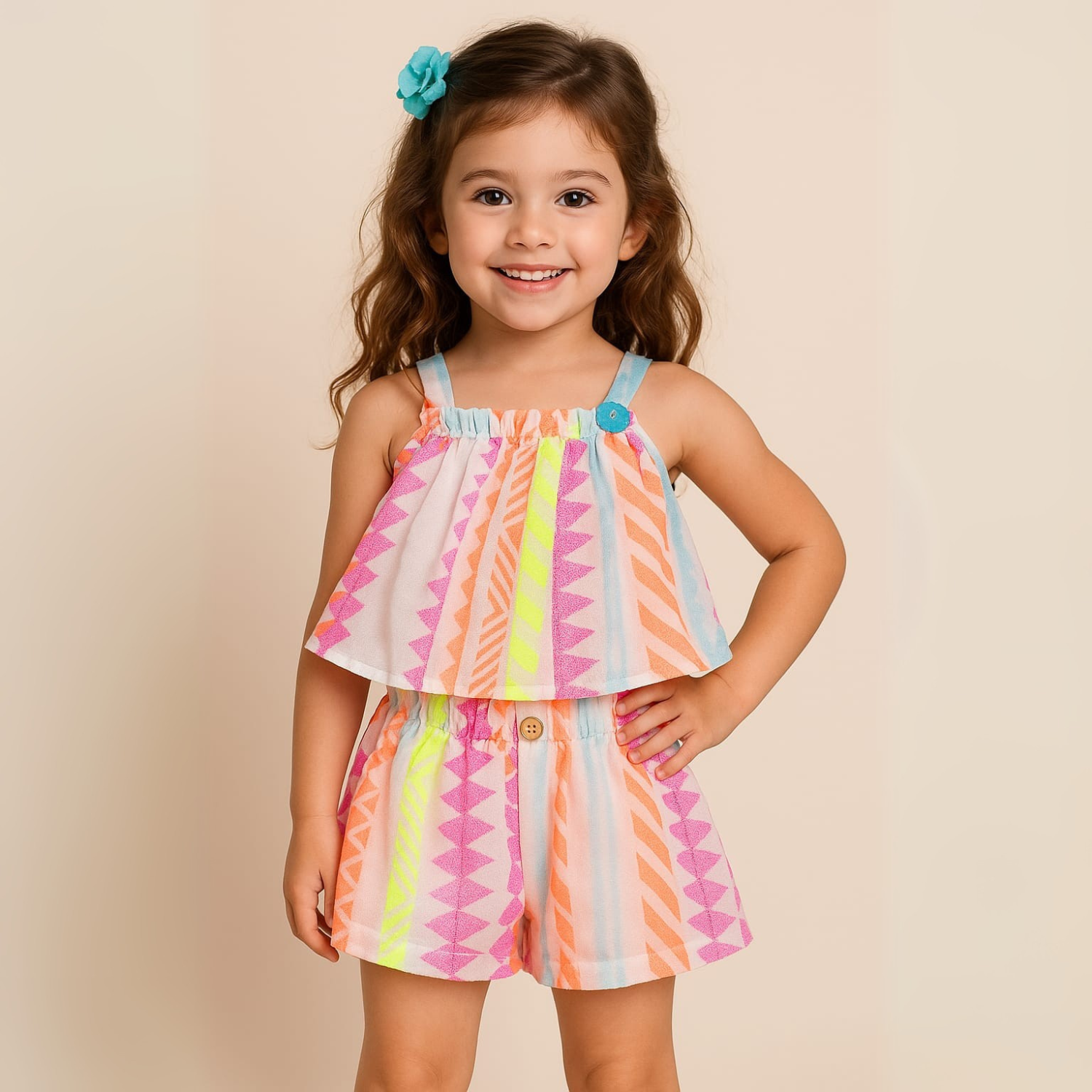 Smile Baby Girls Two-Piece Outfit Consisting Of A Cropped Top And Shorts | 6month to 36month