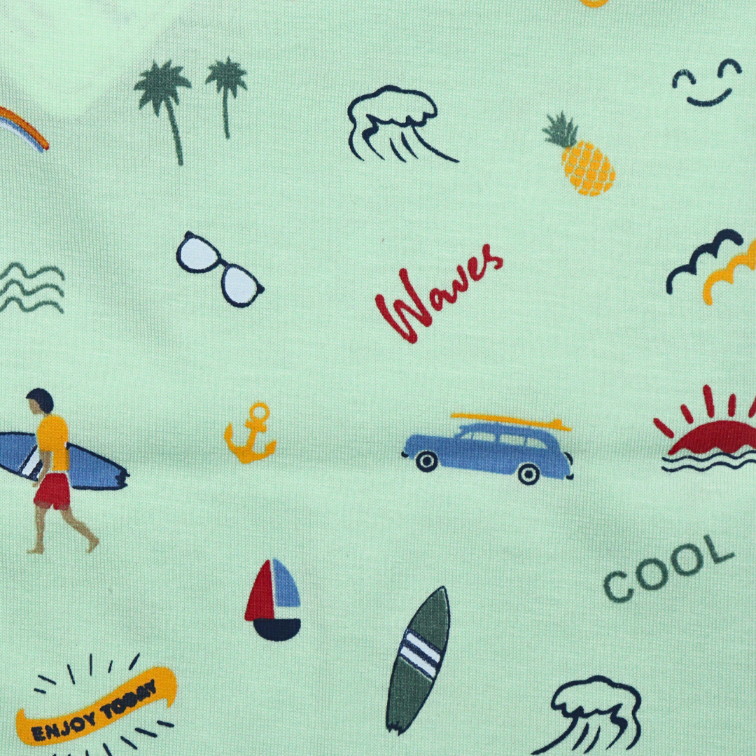 ollypop pure cotton , half sleeve with round neck t-shirt for boys | fully printed t-shirt| available in green and white color